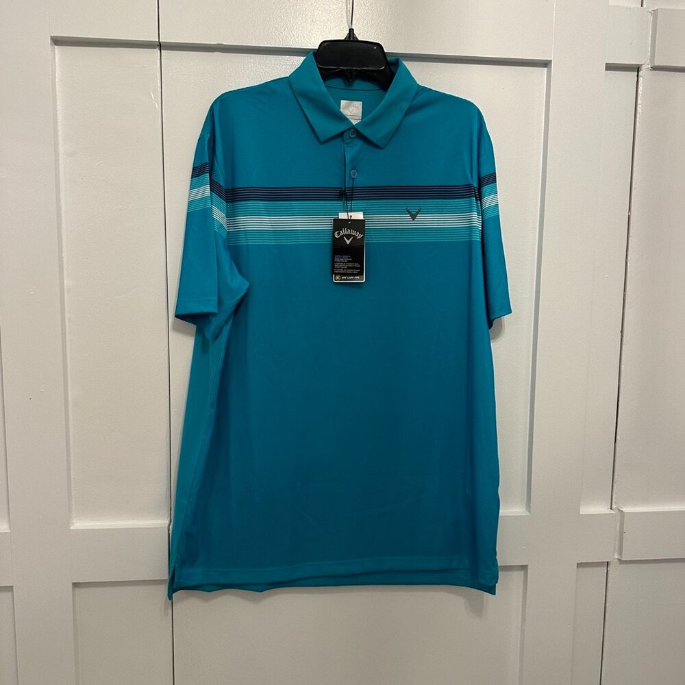 NWT Men's Calloway Opti-dry Golf Shirt SPF Protection Sz L in Bluebird